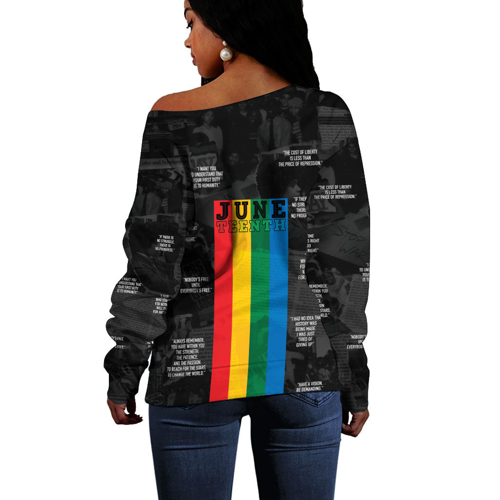 Juneteenth 2026 Black History Off Shoulder Sweater Freedom Quotes Collage