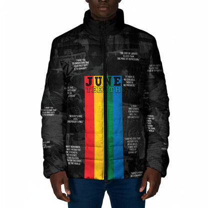 Juneteenth 2026 Black History Padded Jacket Freedom Quotes Collage