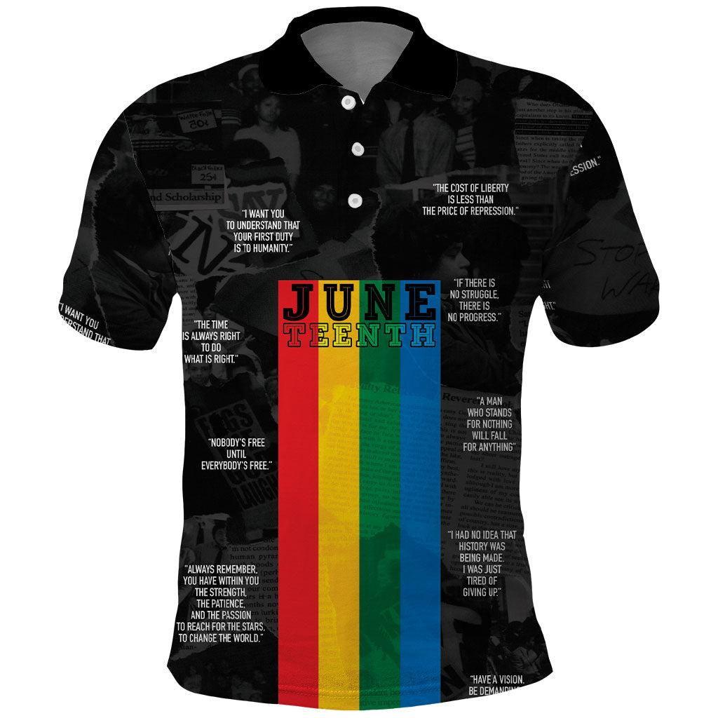 Juneteenth 2026 Black History Polo Shirt Freedom Quotes Collage