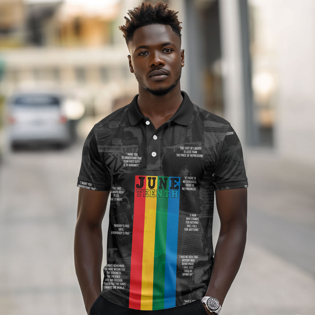 Juneteenth 2026 Black History Polo Shirt Freedom Quotes Collage
