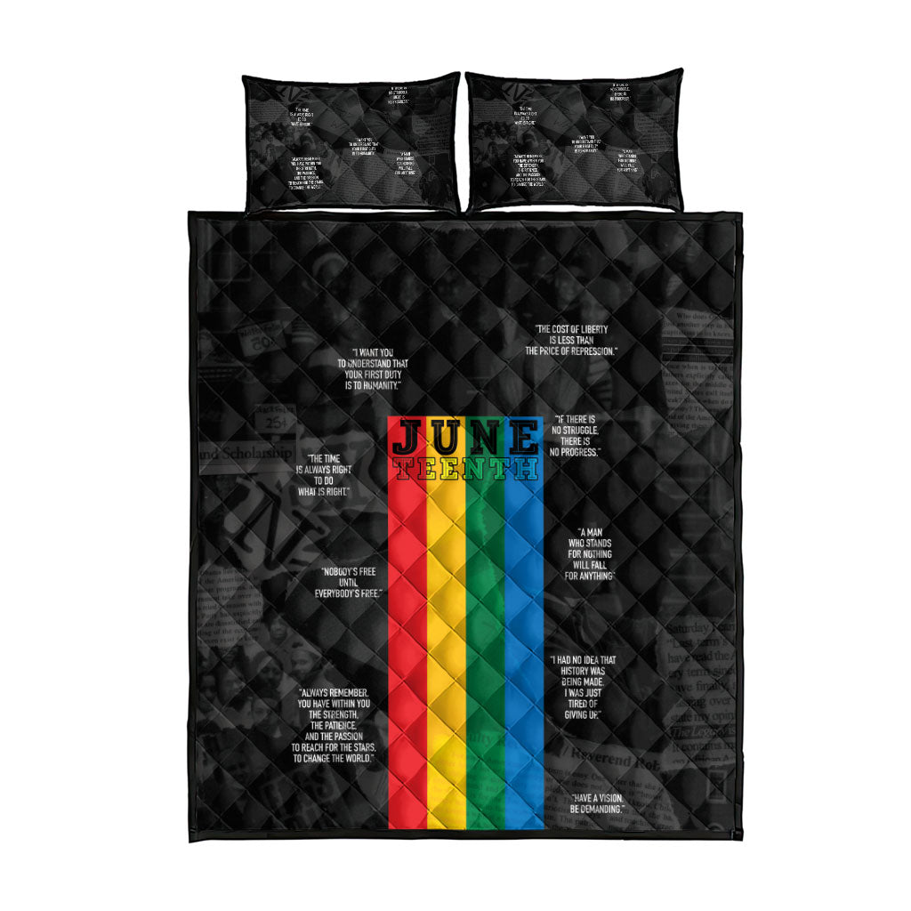Juneteenth 2026 Black History Quilt Bed Set Freedom Quotes Collage