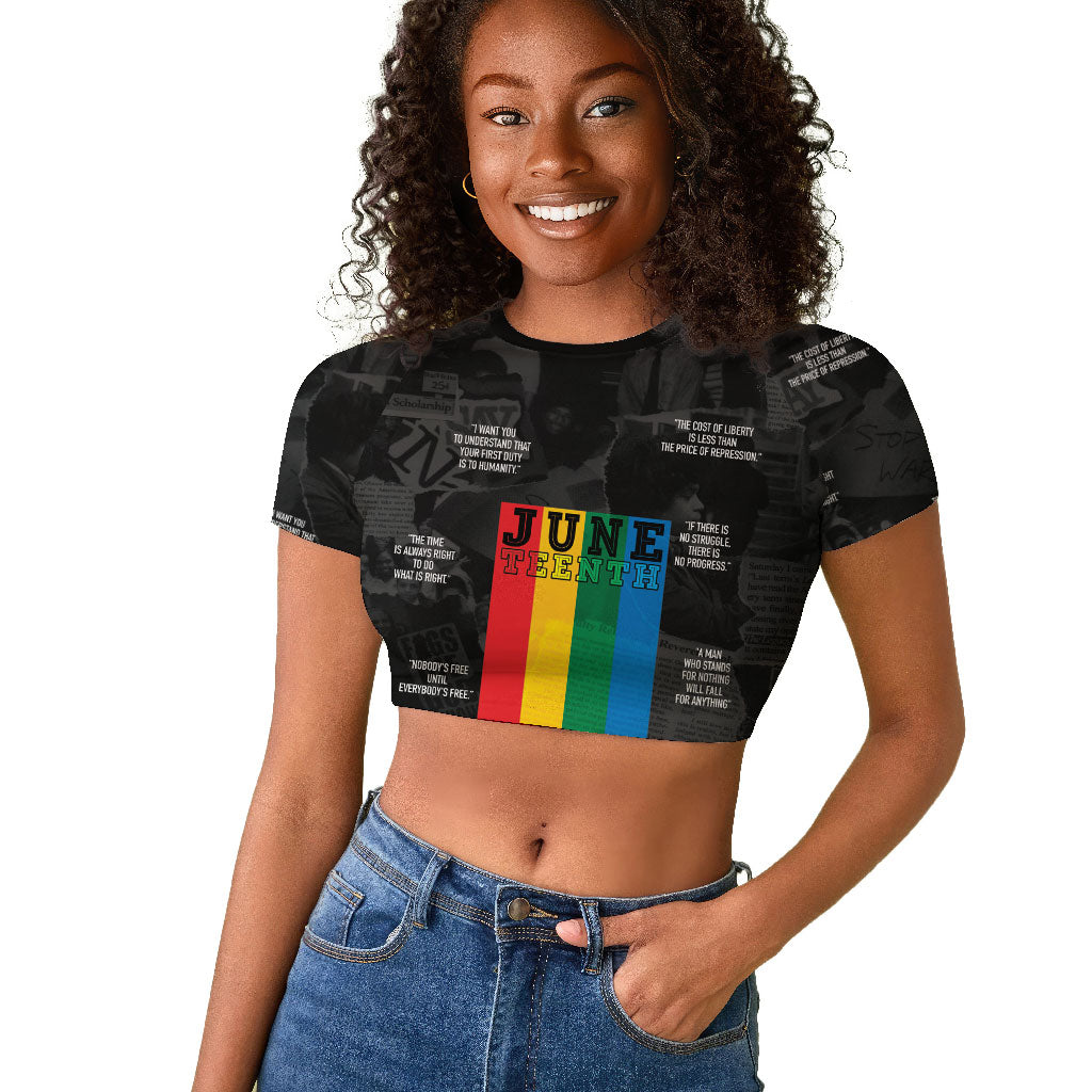 Juneteenth 2026 Black History Raglan Cropped T shirt Freedom Quotes Collage