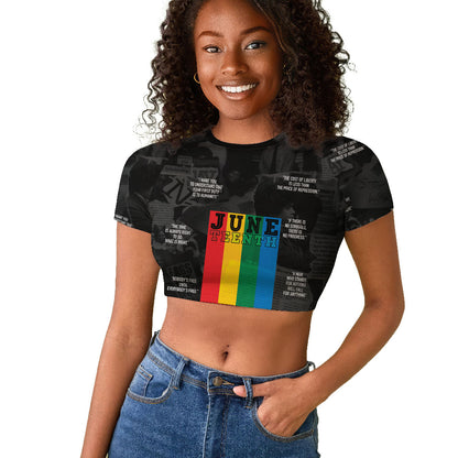 Juneteenth 2026 Black History Raglan Cropped T shirt Freedom Quotes Collage