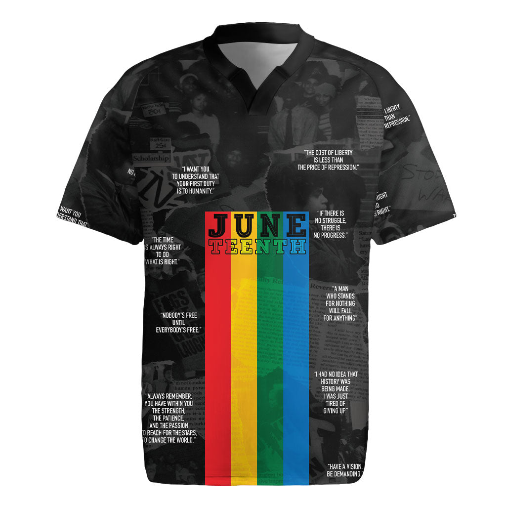 Juneteenth 2026 Black History Rugby Jersey Freedom Quotes Collage