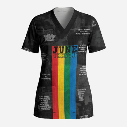 Juneteenth 2026 Black History Scrub Top Freedom Quotes Collage