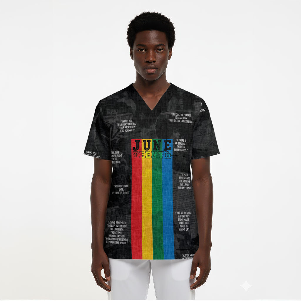 Juneteenth 2026 Black History Scrub Top Freedom Quotes Collage