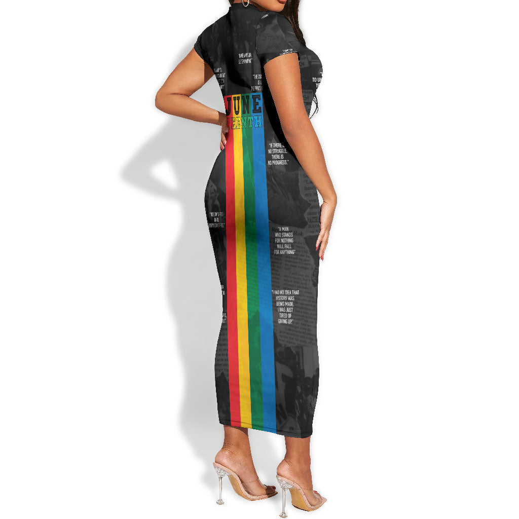 Juneteenth 2026 Black History Short Sleeve Bodycon Dress Freedom Quotes Collage