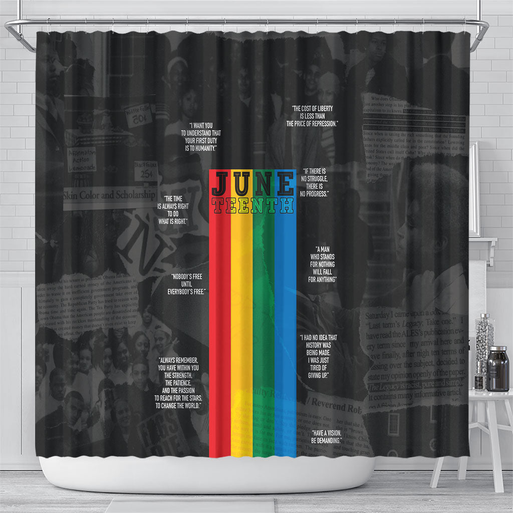 Juneteenth 2026 Black History Shower Curtain Freedom Quotes Collage
