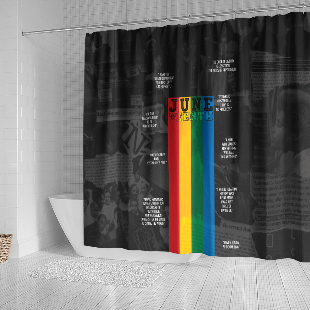 Juneteenth 2026 Black History Shower Curtain Freedom Quotes Collage