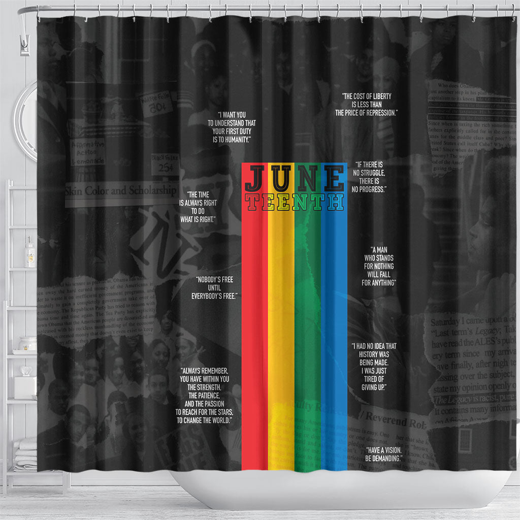 Juneteenth 2026 Black History Shower Curtain Freedom Quotes Collage