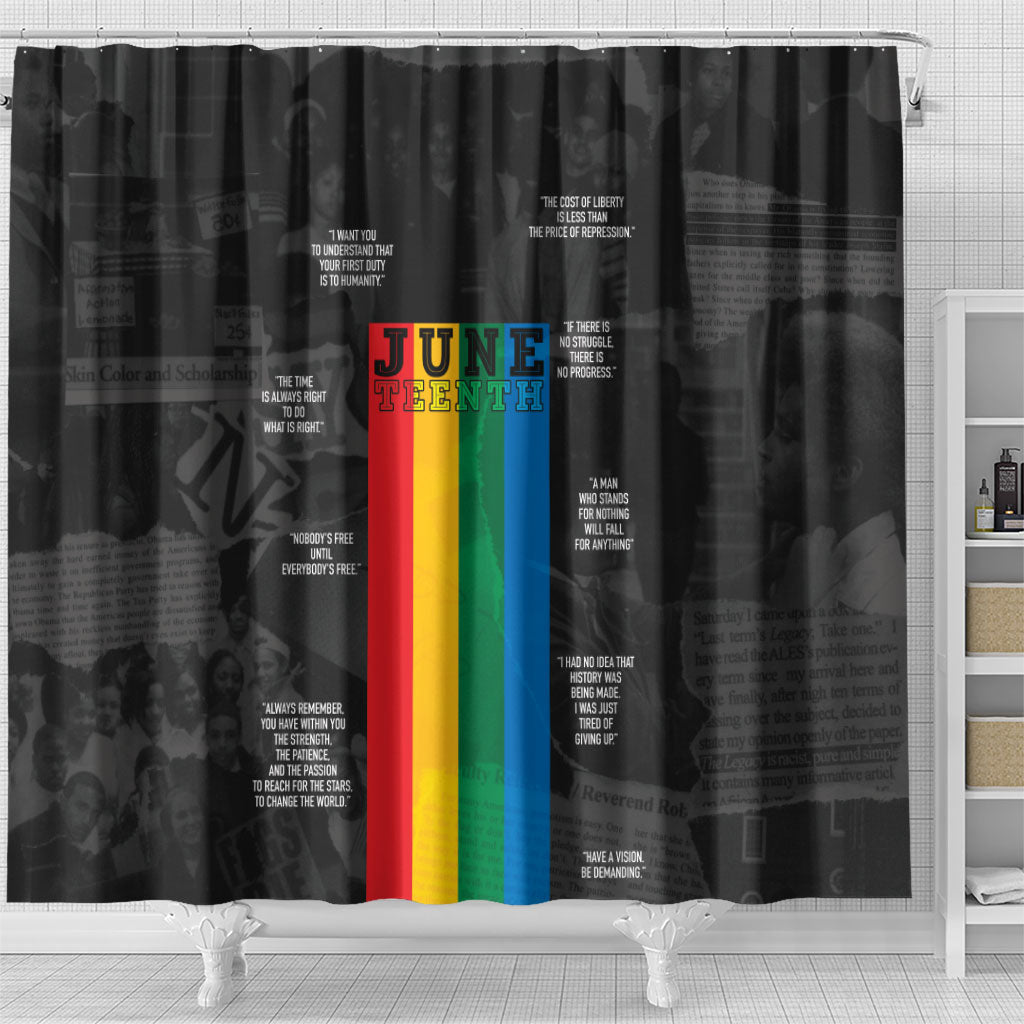 Juneteenth 2026 Black History Shower Curtain Freedom Quotes Collage