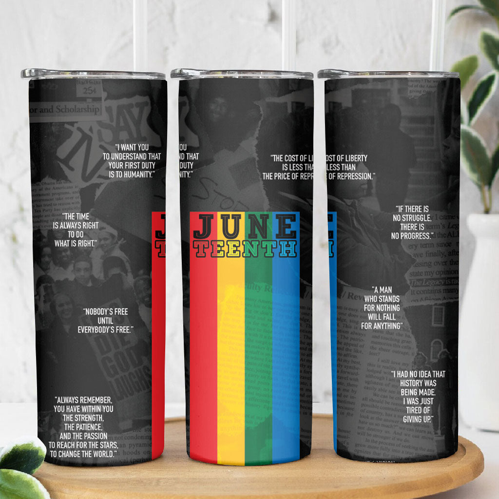 Juneteenth 2026 Black History Skinny Tumbler Freedom Quotes Collage