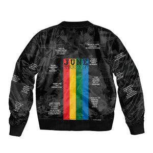 Juneteenth 2026 Black History Sleeve Zip Bomber Jacket Freedom Quotes Collage