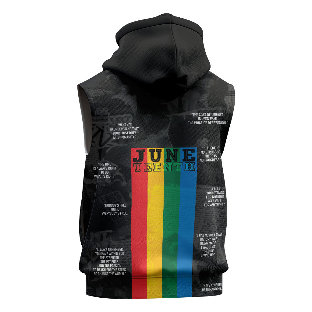 Juneteenth 2026 Black History Sleeveless Hoodie Freedom Quotes Collage