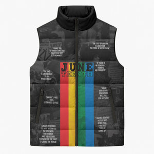 Juneteenth 2026 Black History Sleeveless Puffer Jacket Freedom Quotes Collage