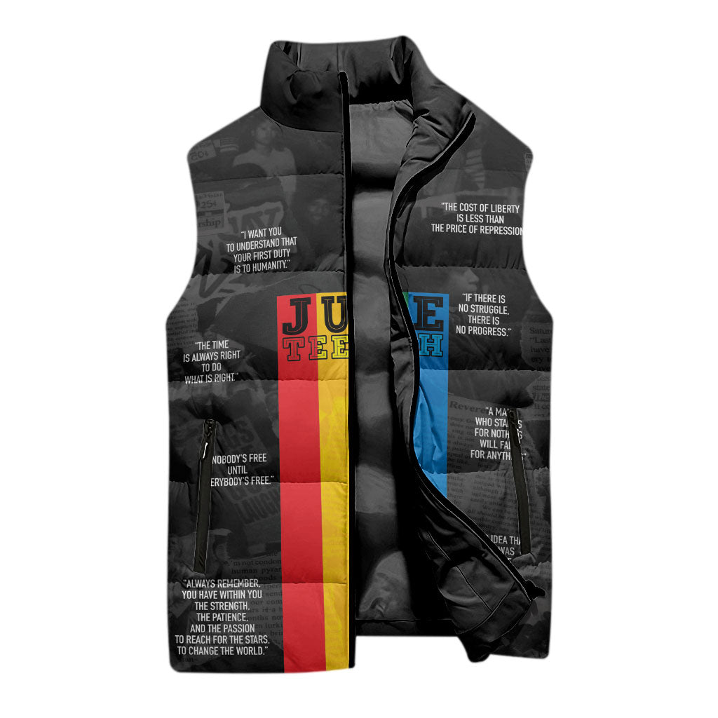 Juneteenth 2026 Black History Sleeveless Puffer Jacket Freedom Quotes Collage