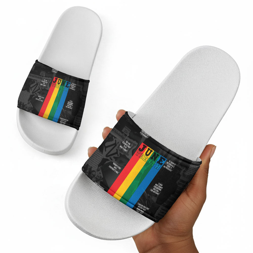 Juneteenth 2026 Black History Slide Sandals Freedom Quotes Collage