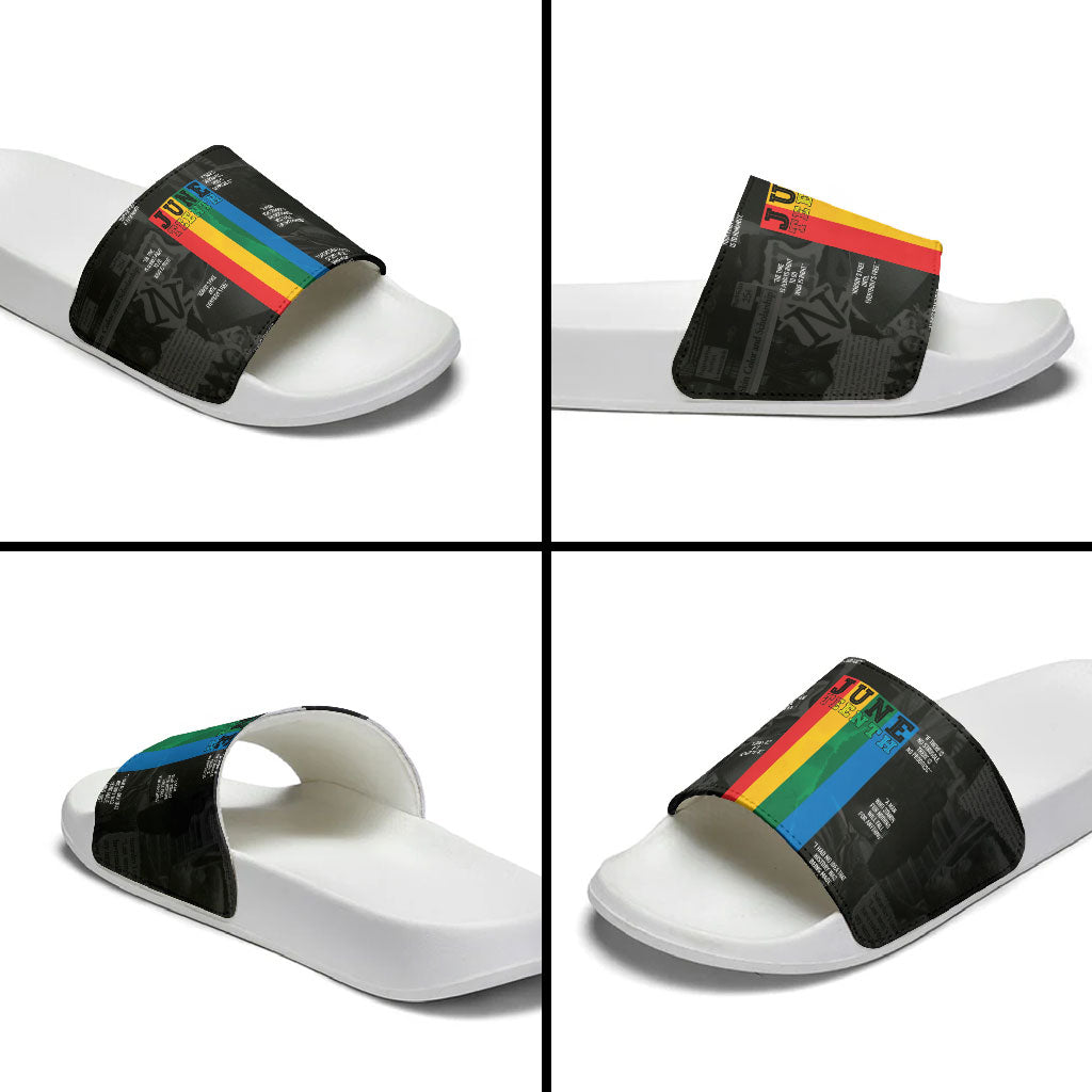 Juneteenth 2026 Black History Slide Sandals Freedom Quotes Collage
