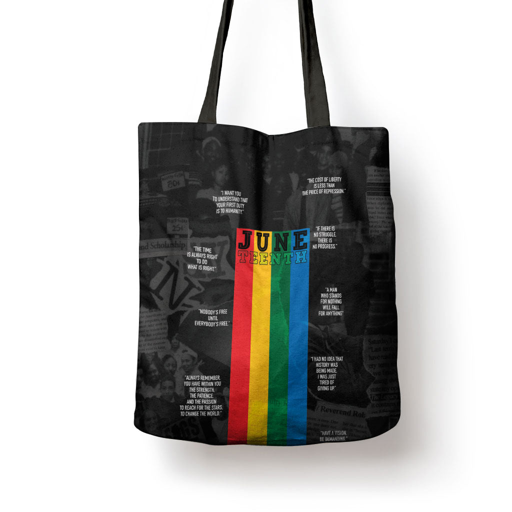 Juneteenth 2026 Black History Tote Bag Freedom Quotes Collage