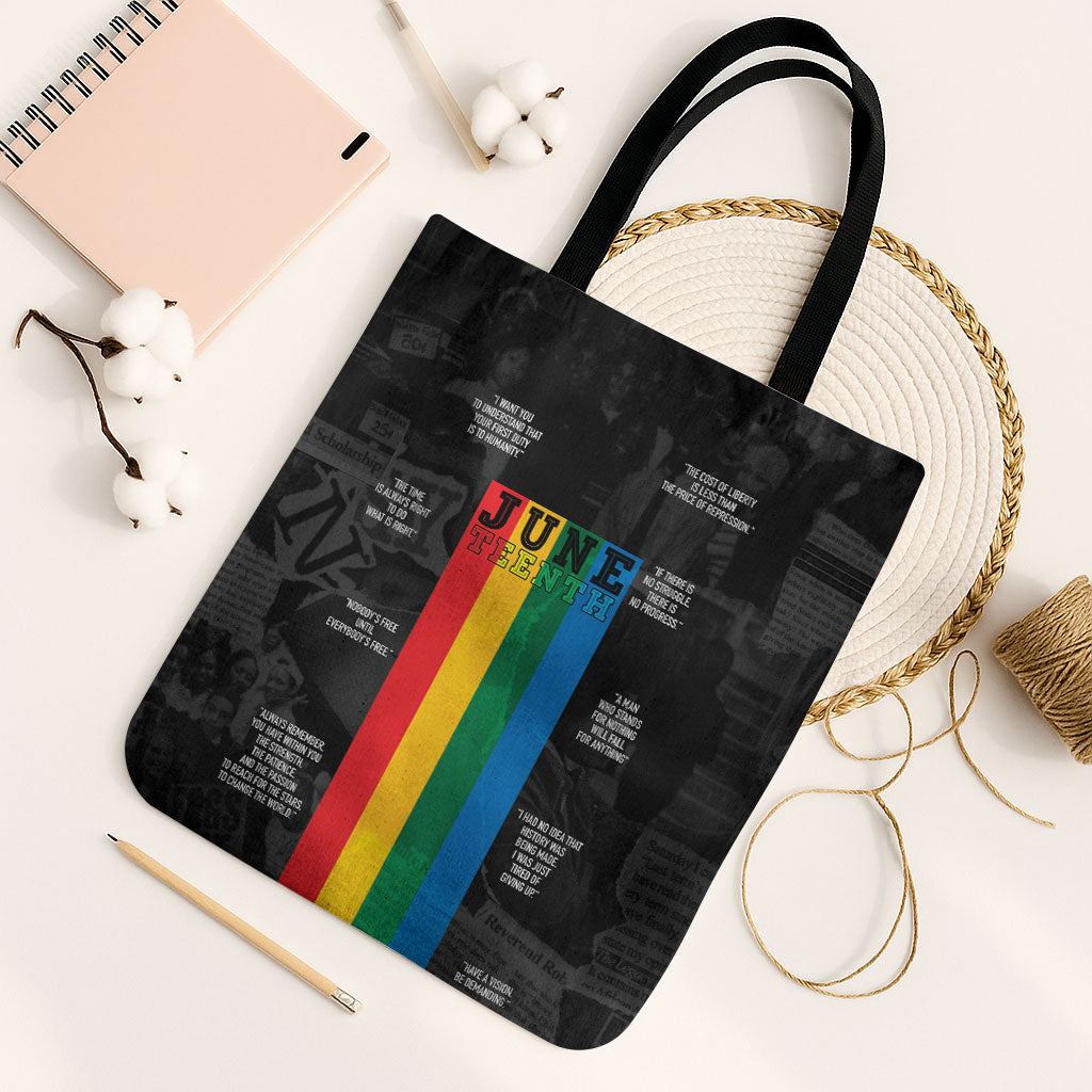 Juneteenth 2026 Black History Tote Bag Freedom Quotes Collage