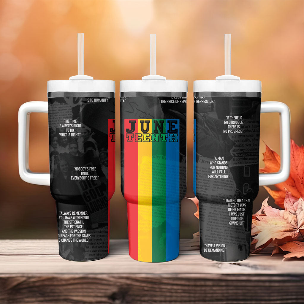Juneteenth 2026 Black History Tumbler With Handle Freedom Quotes Collage