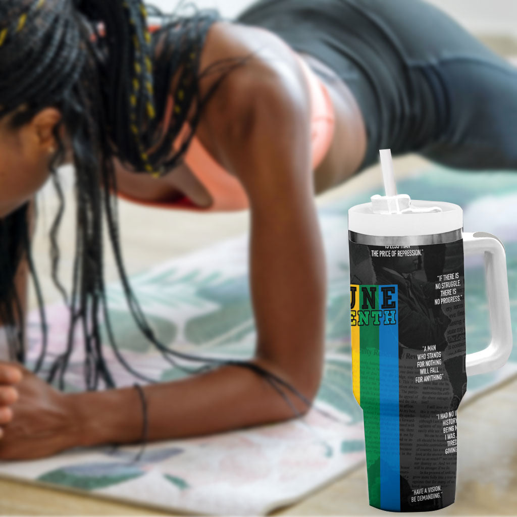 Juneteenth 2026 Black History Tumbler With Handle Freedom Quotes Collage