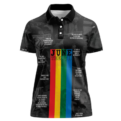 Juneteenth 2026 Black History Women Polo Shirt Freedom Quotes Collage
