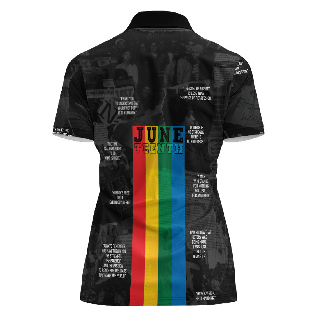 Juneteenth 2026 Black History Women Polo Shirt Freedom Quotes Collage