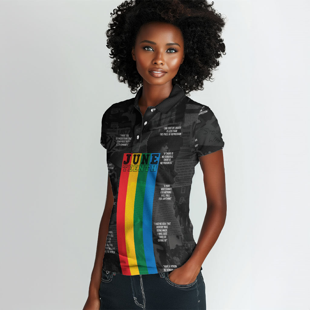 Juneteenth 2026 Black History Women Polo Shirt Freedom Quotes Collage