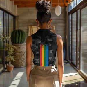 Juneteenth 2026 Black History Women Sleeveless Polo Shirt Freedom Quotes Collage