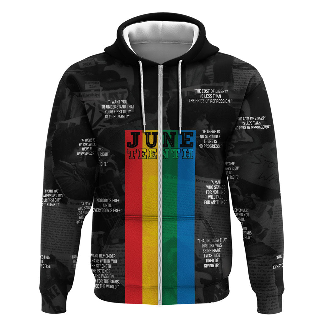 Juneteenth 2026 Black History Zip Hoodie Freedom Quotes Collage