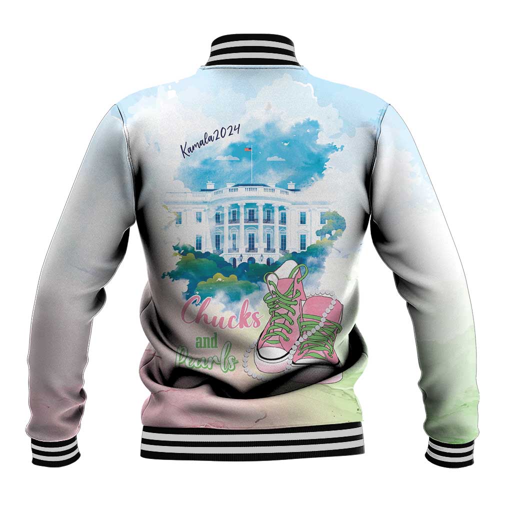 Chucks N Pearls 2024 Baseball Jacket Pink Green Rocking The World LT7