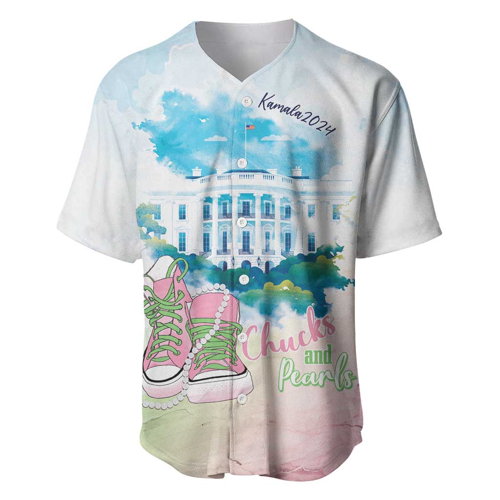 Chucks N Pearls 2024 Baseball Jersey Pink Green Rocking The World