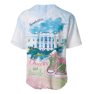 Chucks N Pearls 2024 Baseball Jersey Pink Green Rocking The World