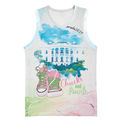 Chucks N Pearls 2024 Basketball Jersey Pink Green Rocking The World LT7