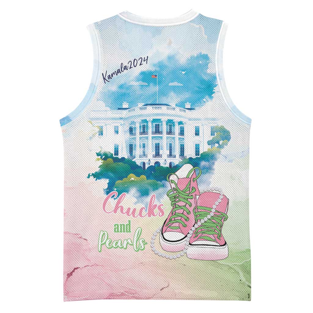 Chucks N Pearls 2024 Basketball Jersey Pink Green Rocking The World LT7