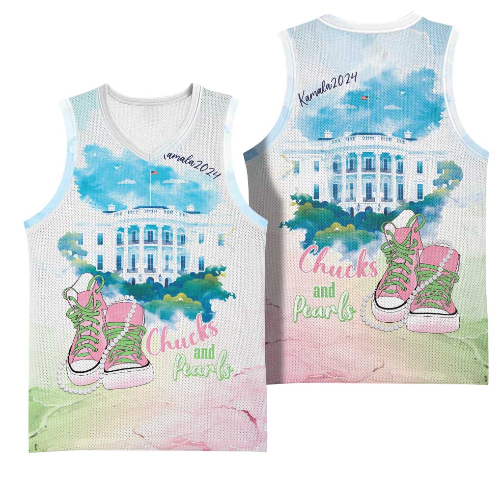 Chucks N Pearls 2024 Basketball Jersey Pink Green Rocking The World LT7