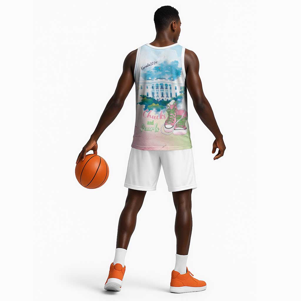 Chucks N Pearls 2024 Basketball Jersey Pink Green Rocking The World LT7