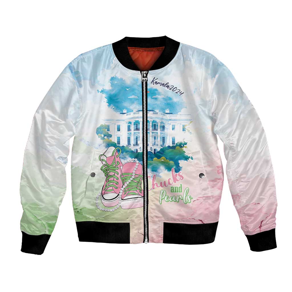 Chucks N Pearls 2024 Bomber Jacket Pink Green Rocking The World