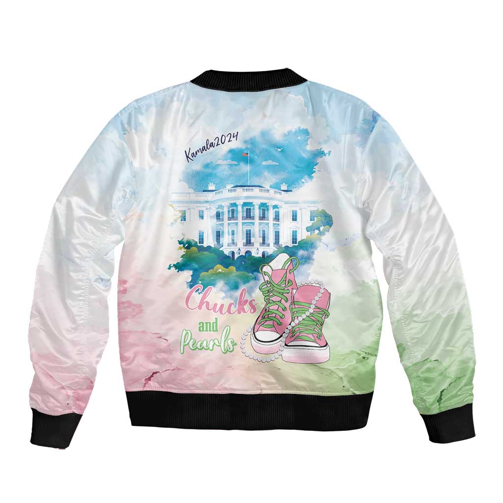 Chucks N Pearls 2024 Bomber Jacket Pink Green Rocking The World