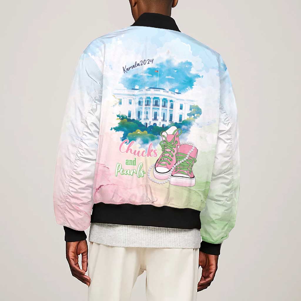 Chucks N Pearls 2024 Bomber Jacket Pink Green Rocking The World