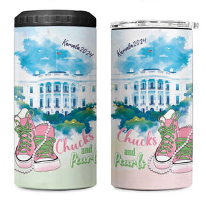 Chucks N Pearls 2024 4 in 1 Can Cooler Tumbler Pink Green Rocking The World