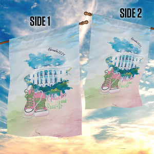 Chucks N Pearls 2024 Garden Flag Pink Green Rocking The World