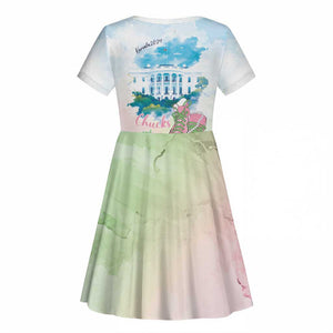 Chucks N Pearls 2024 Kid Short Sleeve Dress Pink Green Rocking The World