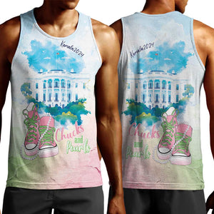 Chucks N Pearls 2024 Men Tank Top Pink Green Rocking The World