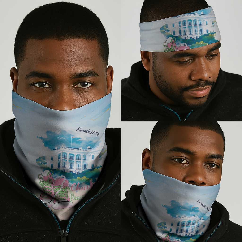 Chucks N Pearls 2024 Neck Gaiter Pink Green Rocking The World LT7