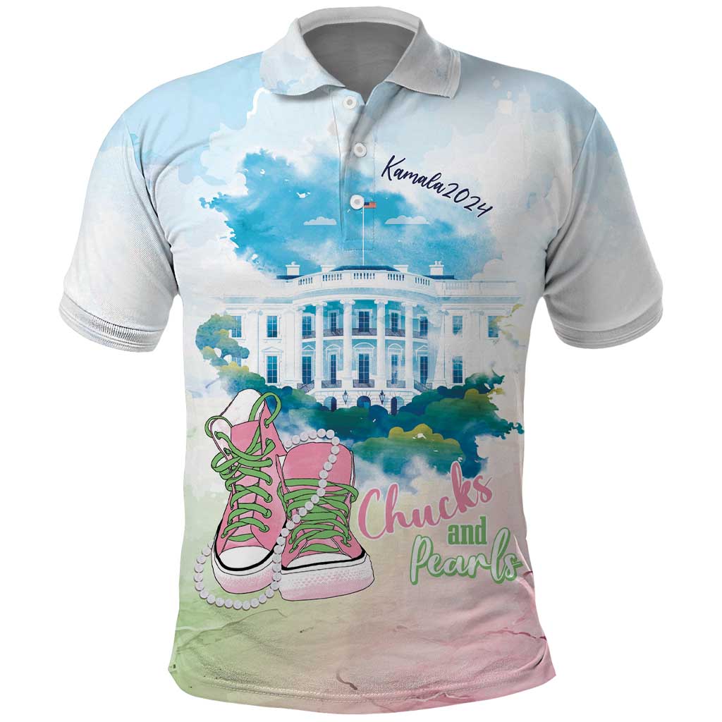 Chucks N Pearls 2024 Polo Shirt Pink Green Rocking The World