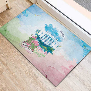 Chucks N Pearls 2024 Rubber Doormat Pink Green Rocking The World