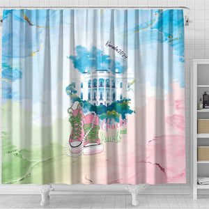 Chucks N Pearls 2024 Shower Curtain Pink Green Rocking The World