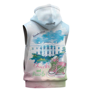 Chucks N Pearls 2024 Sleeveless Zip Hoodie Pink Green Rocking The World - African Pride